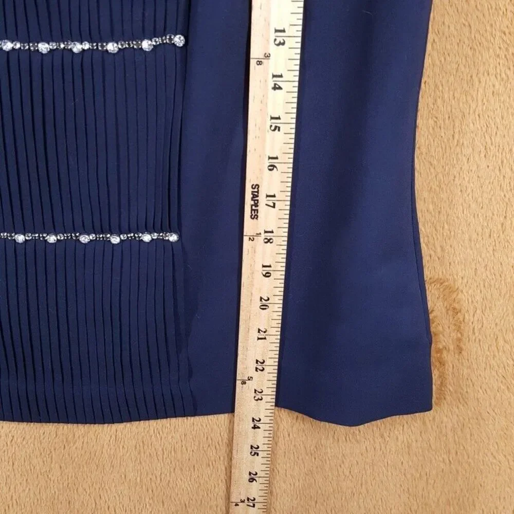 J CREW Top Womens Size 4 Blue Sleeveless Keyhole Pleated Tank Layering Blouse